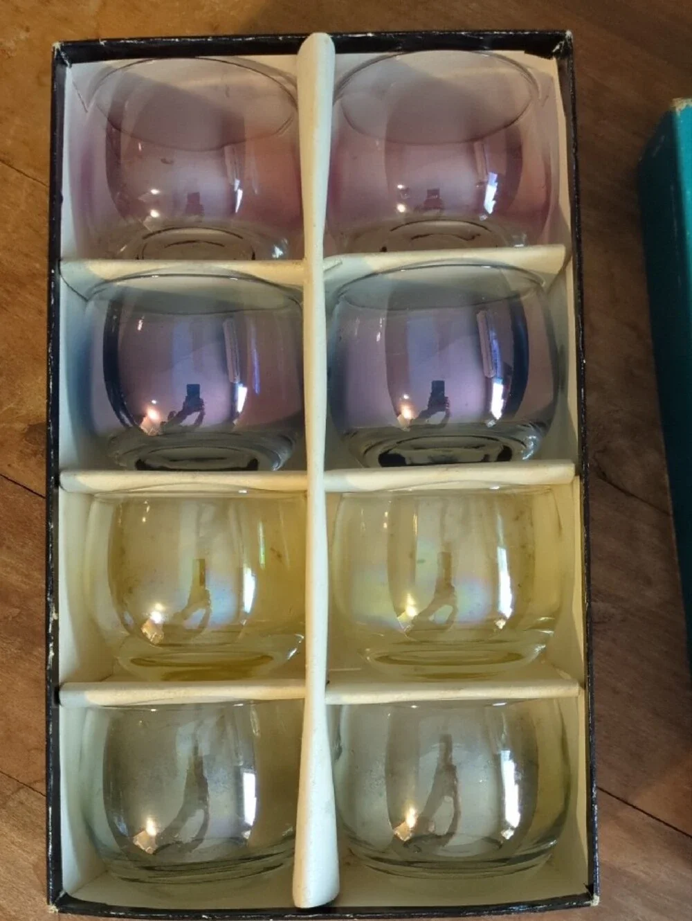 Retro Vintage Set of 8 Federal Glass Roly Poly Gem Tone 5oz Glasses